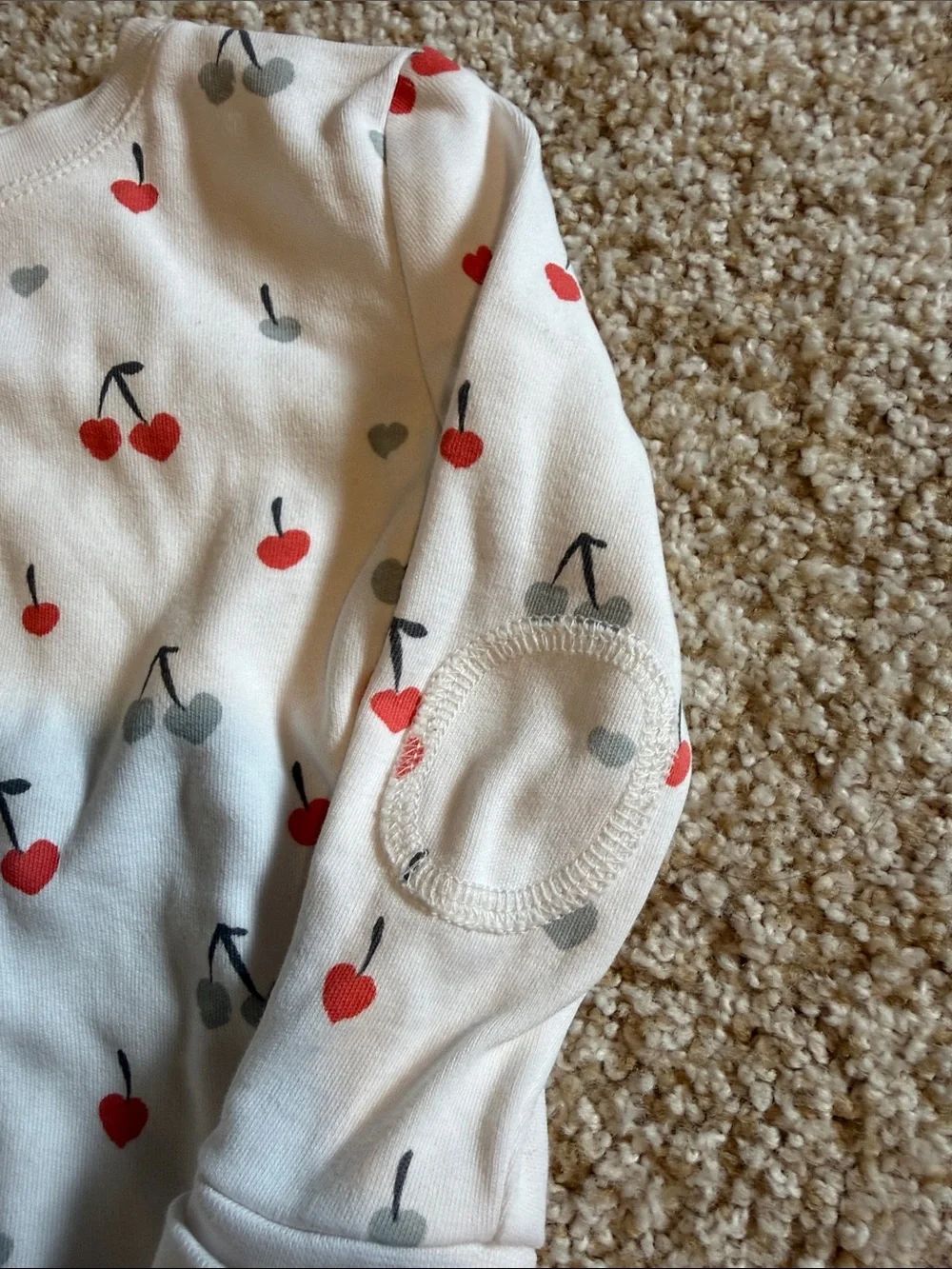 Cherry-Print Cream Long-Sleeve Pajama Set by Pehr